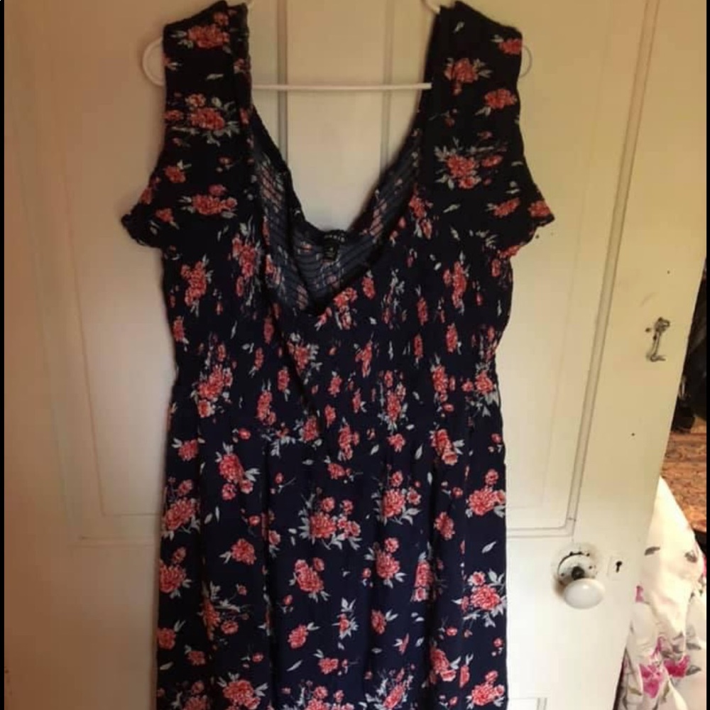 Torrid Blue Navy Floral Cold Shoulder Dress